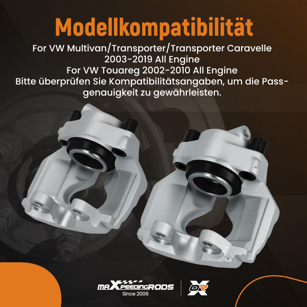 Front Brake Caliper Pair compatible for VW Transporter T5 T6 Touareg Caravelle 83-0764 60mm