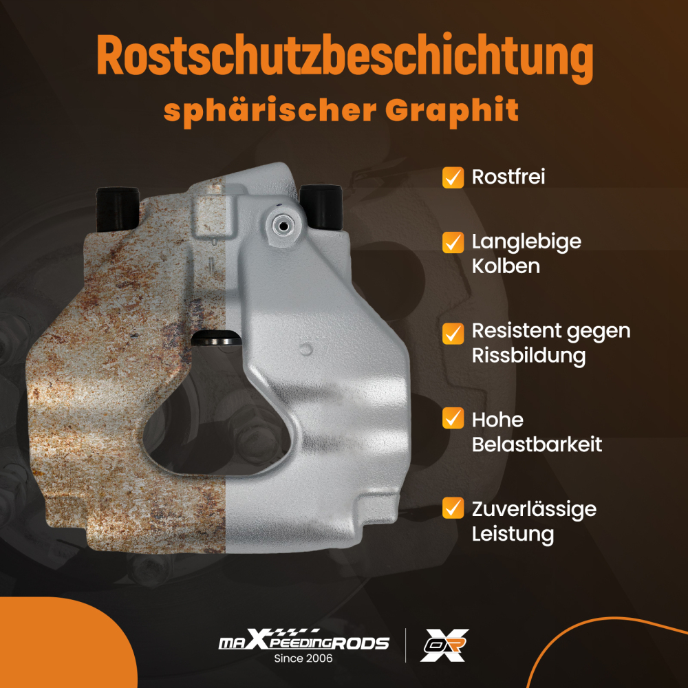 Front Brake Caliper Pair compatible for VW Transporter T5 T6 Touareg Caravelle 83-0764 60mm