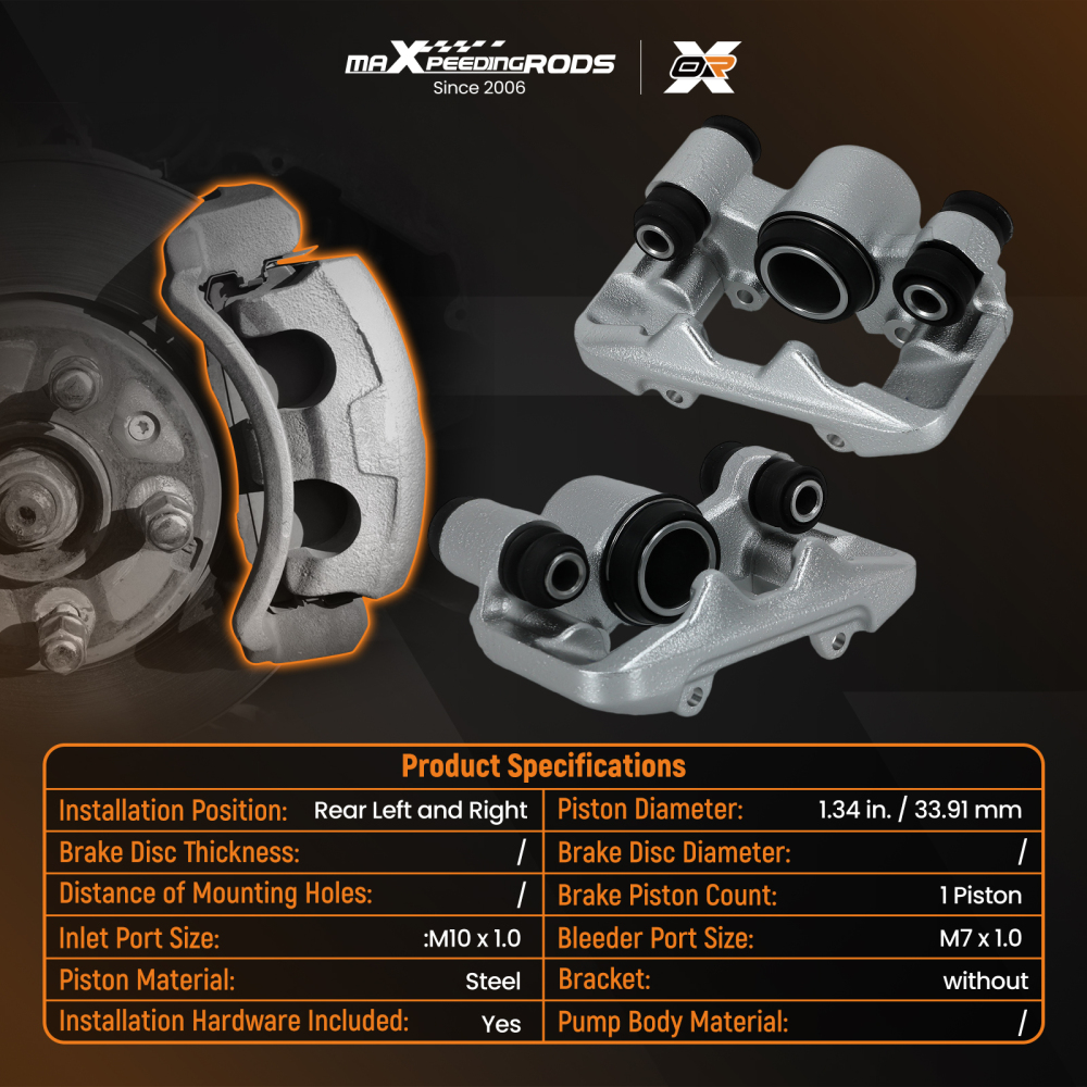 Rear Brake Calipers Left+Right compatible for Toyota Celica T23 compatible for Prius W1 1999-2005 33.91mm