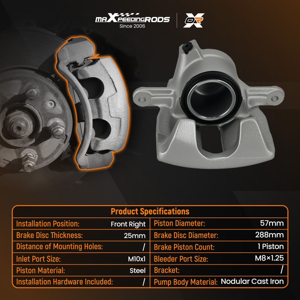 Front Right Floating Brake Caliper compatible for Mercedes C-Class 1.8 2.0 2000-2008 288mm