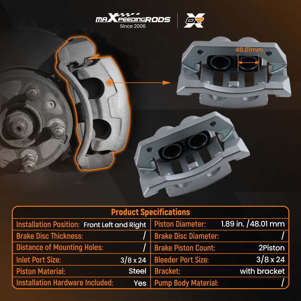 Rear Left Right Caliper w/Bracket compatible for Ford F-250 F-350 Super Duty 08-12 18-B5076