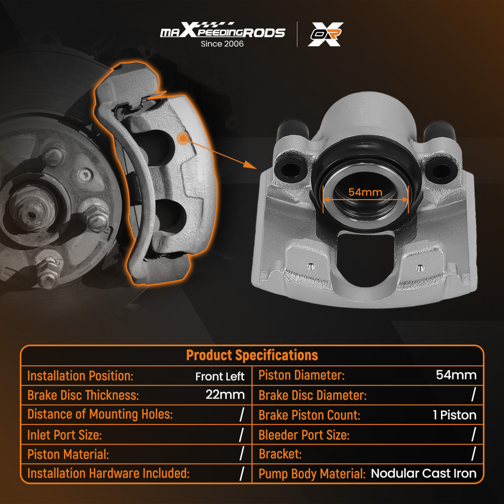 Pinza Freno Anteriore Sinistra compatibile per Ford Courier 1988-2016 Fiesta 1995-10 Fusion