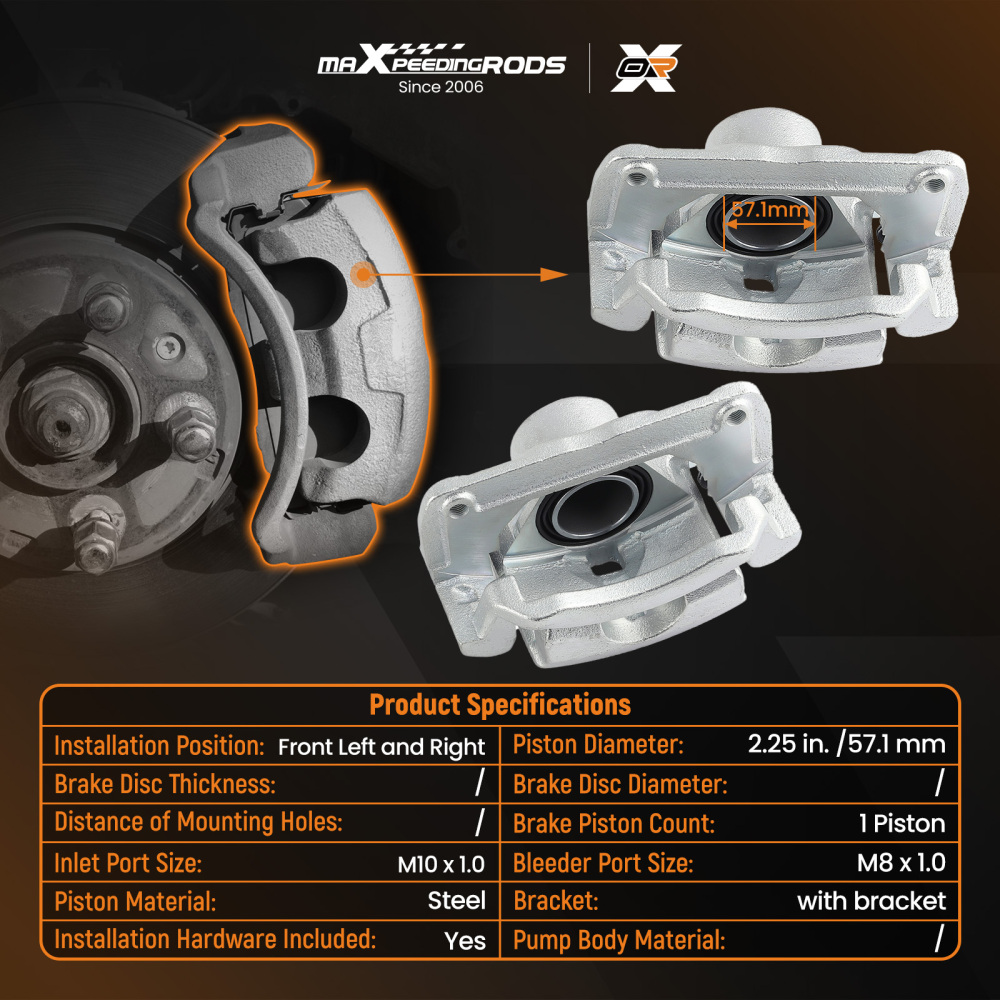 Front Brake Calipers w/ Bracket Pair 2 compatible for Ford Fusion compatible for Lincoln MKZ Zephyr 185000