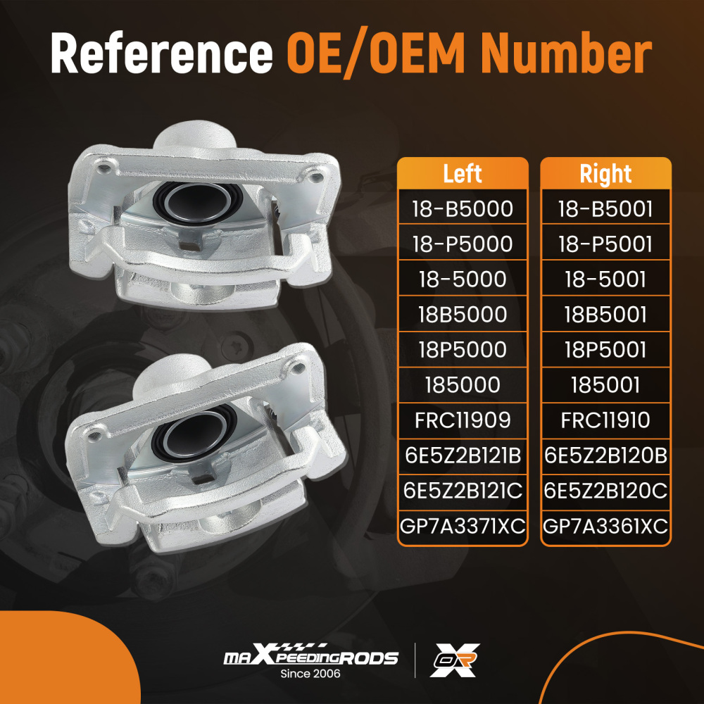 Front Brake Calipers w/ Bracket Pair 2 compatible for Ford Fusion compatible for Lincoln MKZ Zephyr 185000