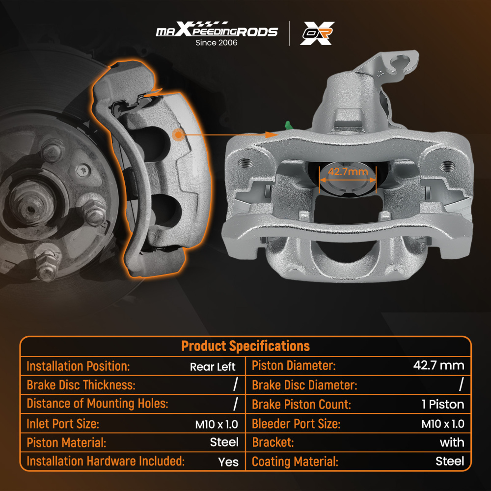 Rear Left Brake Calipers w/ Bracket compatible for Dodge Grand Caravan compatible for VW Routan compatible for Ram C/V