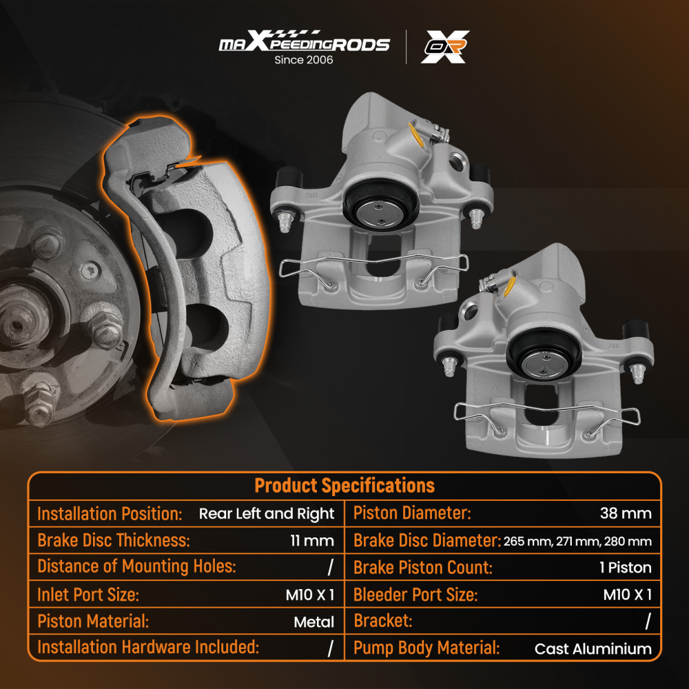 Pair of Rear LeftRight Brake Caliper compatible for Ford Focus MK III compatible for Mazda 3 Volvo C30