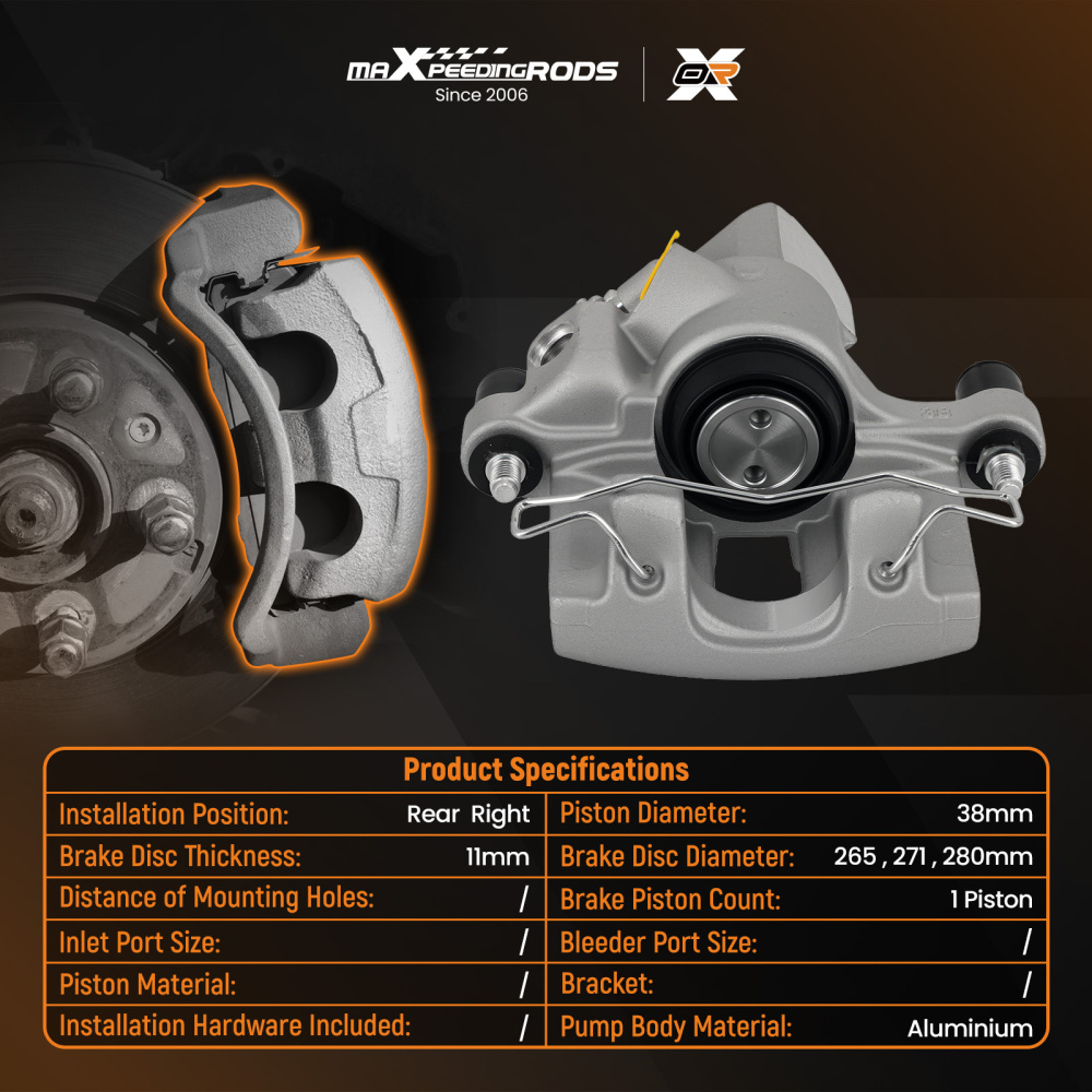 Brake Caliper Rear Right compatible for Ford C-Max MK II Focus MK III compatible for Volvo C30 V40 1511567