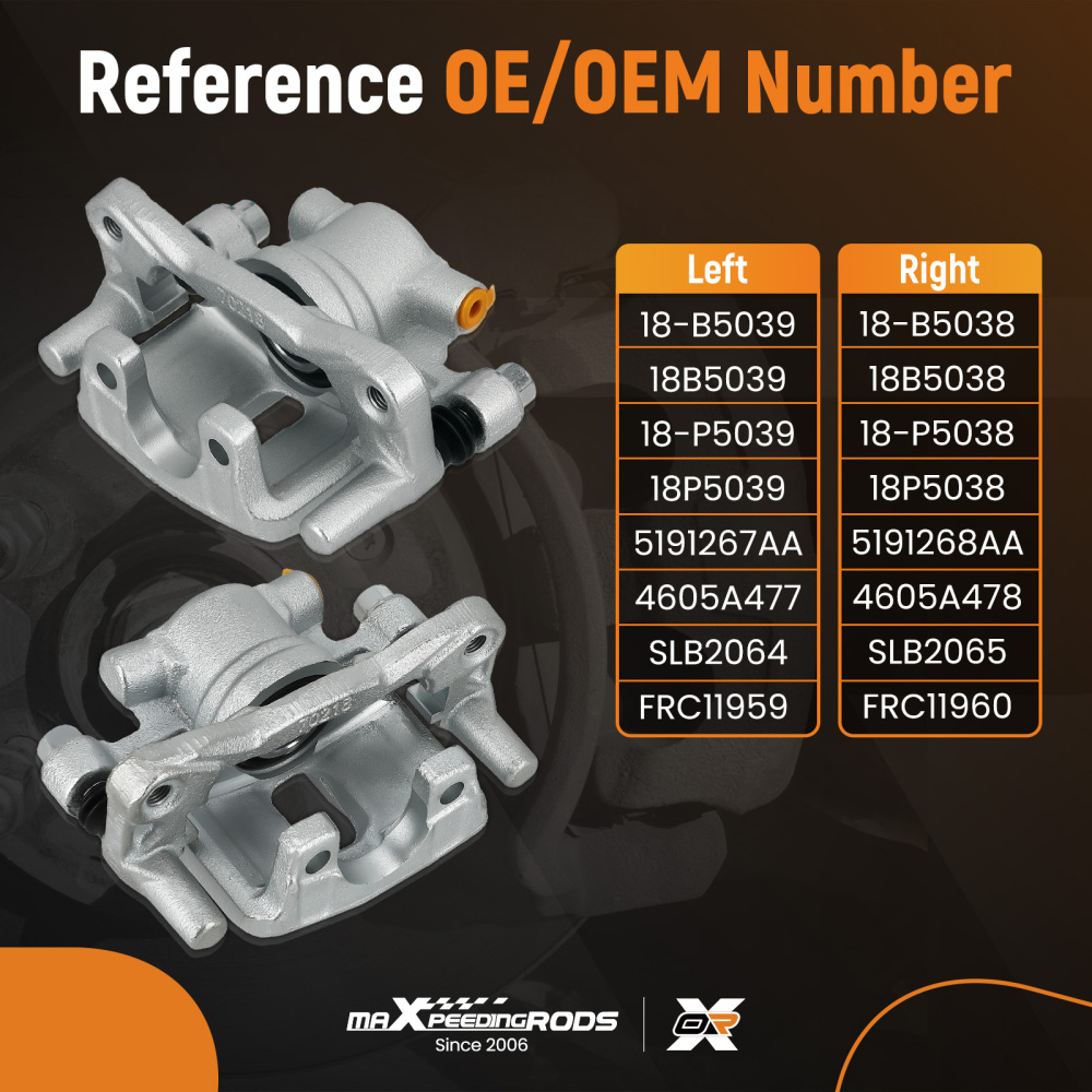 Rear Disc Brake Calipers w/ Bracket compatible for Dodge Caliber compatible for Jeep Compass Patriot 07-17