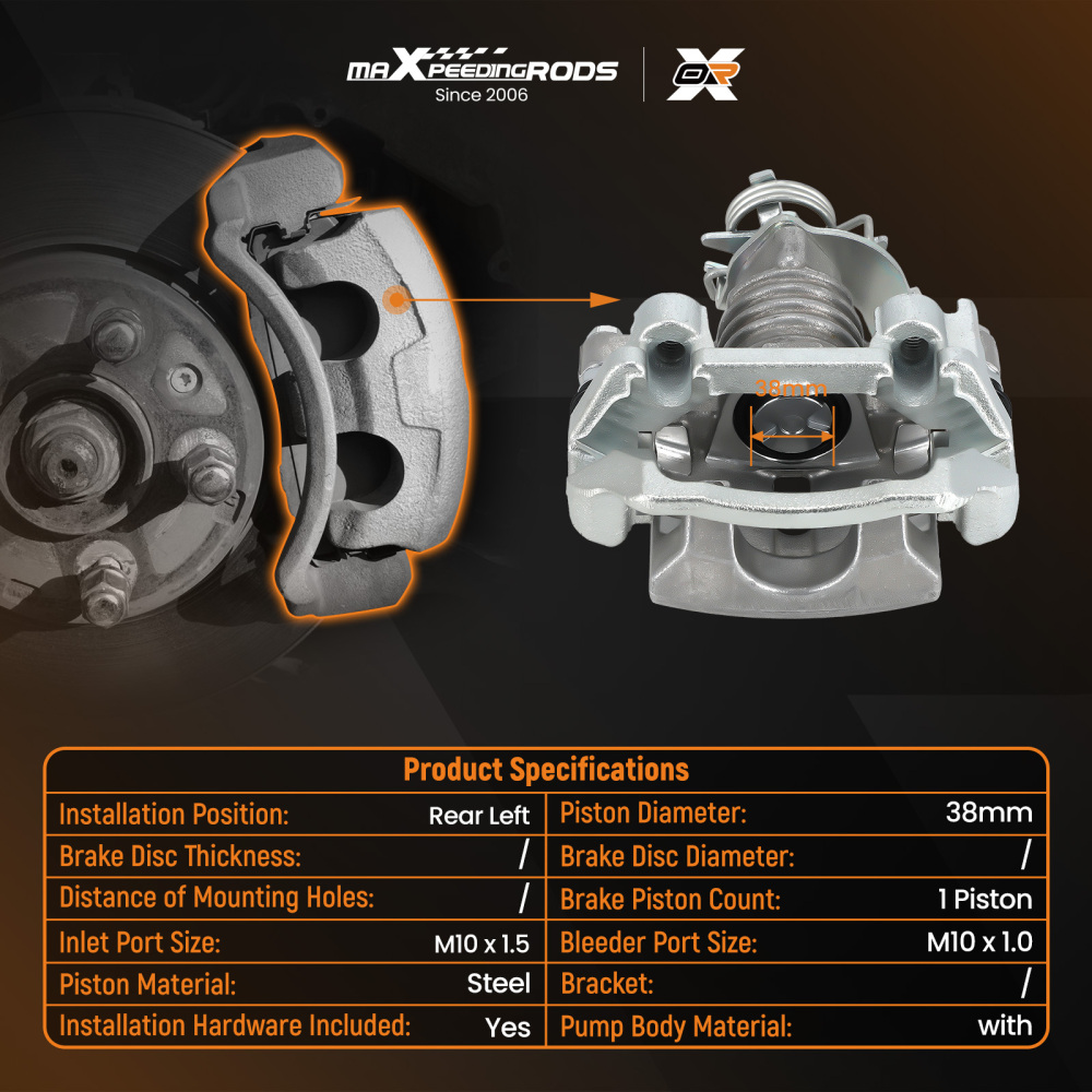 Rear Left Disc Brake Caliper compatible for Chevrolet Cobalt 2005-2008 2.0L 2.4L18-B4893