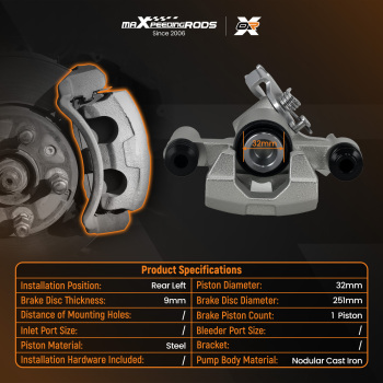Brake Caliper Rear Left compatible for Mazda MX-5 1993-2005 NA752629X NA752671X 72712 32mm