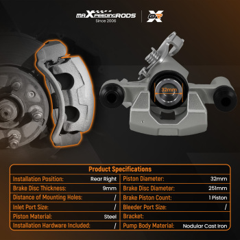Rear Right Brake Caliper compatible for Mazda MX-5 1993-2005 NA752628X 342759 727122 32mm