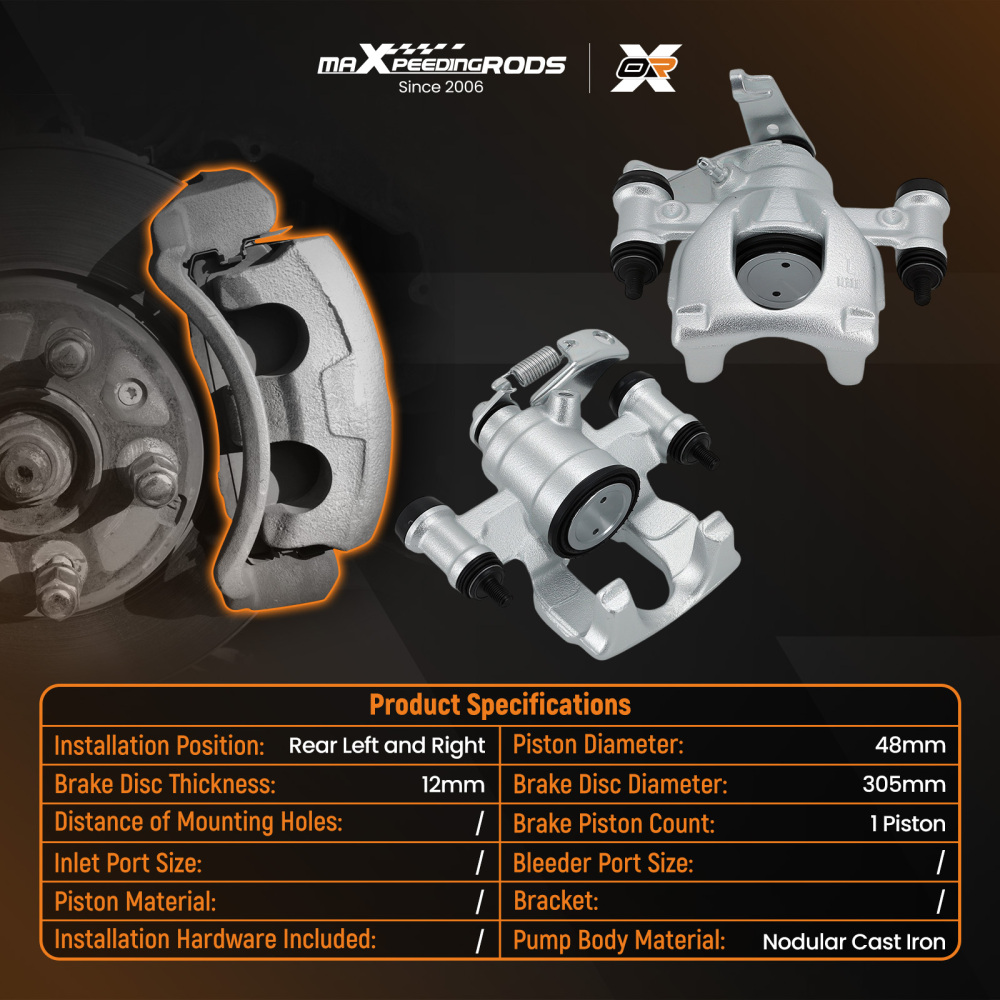 Pair Rear Left Right Brake Calipers compatible for Nissan NV400 compatible for Opel Movano compatible for Renault Master