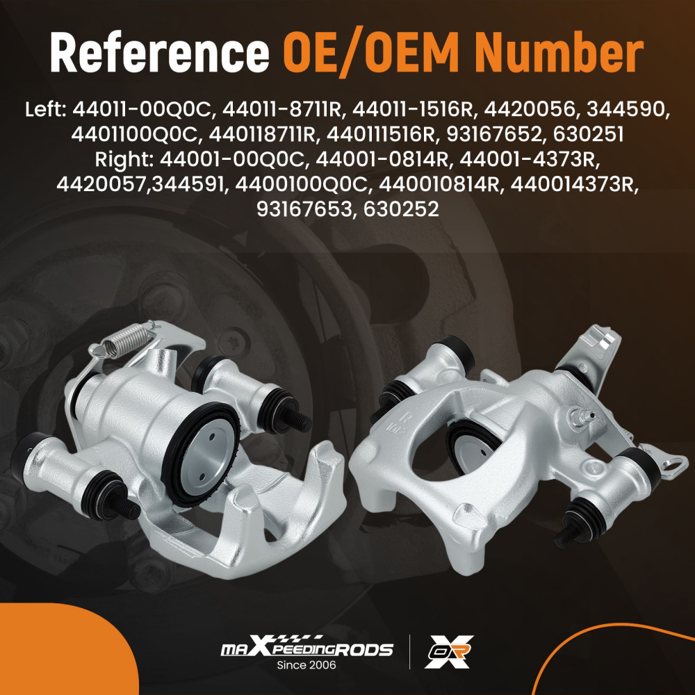Pair Rear Left Right Brake Calipers compatible for Nissan NV400 compatible for Opel Movano compatible for Renault Master