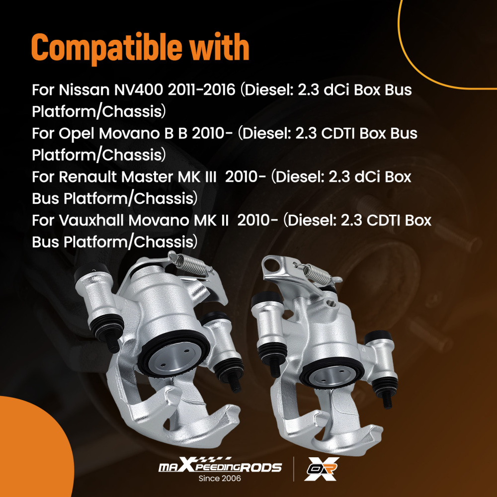 Pinza Freno Posteriore 2x compatibile per Nissan NV400 compatibile per Opel Movano B 2010-2016 44011-00Q0C