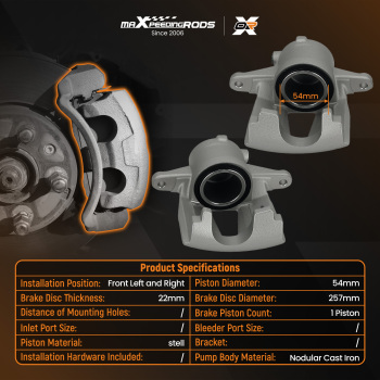 Front Left Right Brake Caliper Floating compatible for Fiat 500 312 Punto 199 compatible for Opel Vauxhall