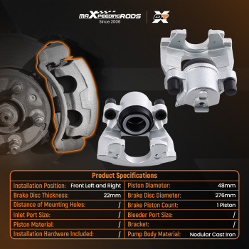 Pair of Front Left Right Brake Calipers compatible for Mini R50 R52 R53 Cooper One 1.4 1.6L