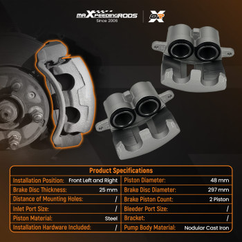 2x Front Brake Caliper compatible for Land Rover Discovery 2 Td5 compatible for Range Rover P38 STC1915
