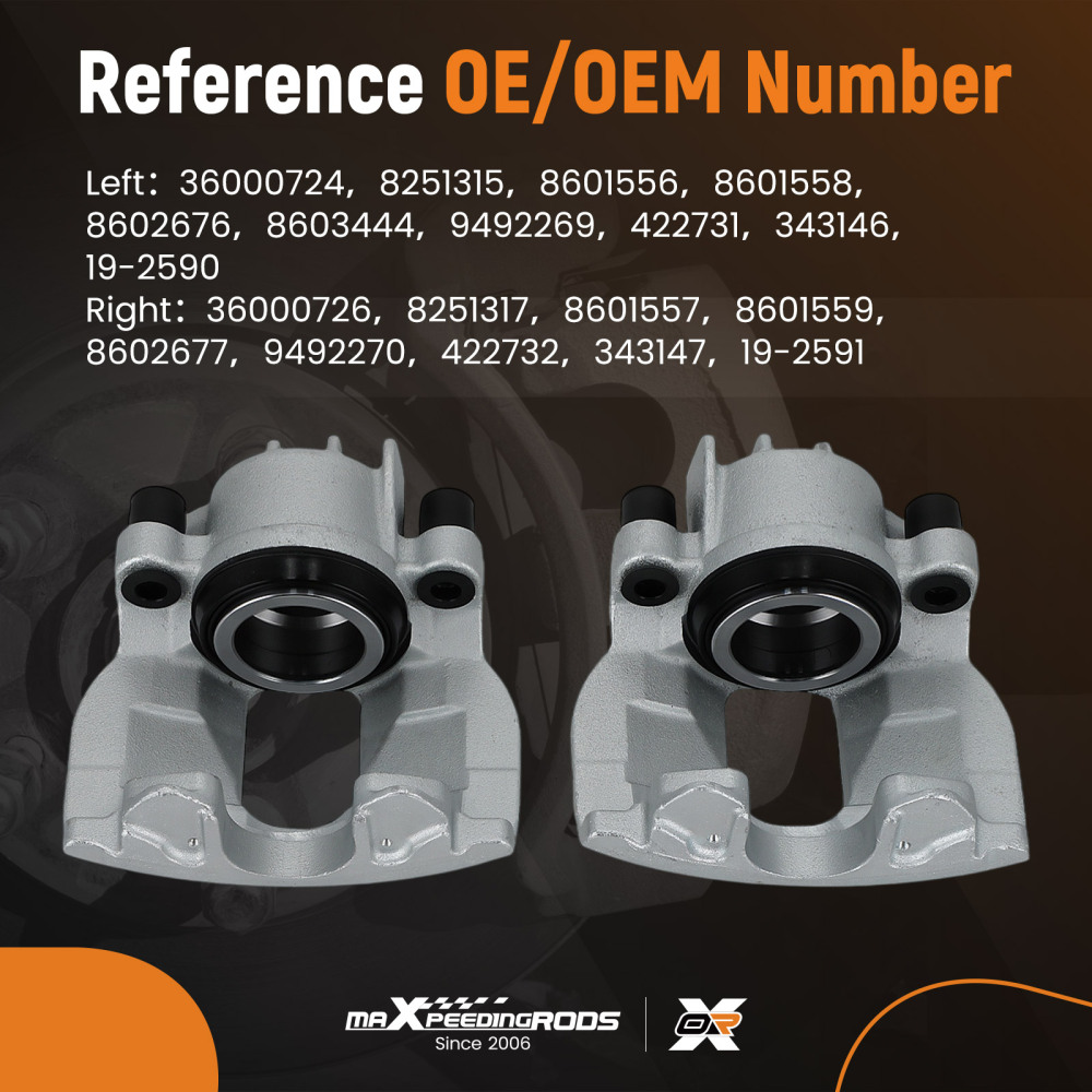 Brake Caliper Front Left Right compatible for Volvo S60 S70 S80 V70 XC70 8602676 304.5mm