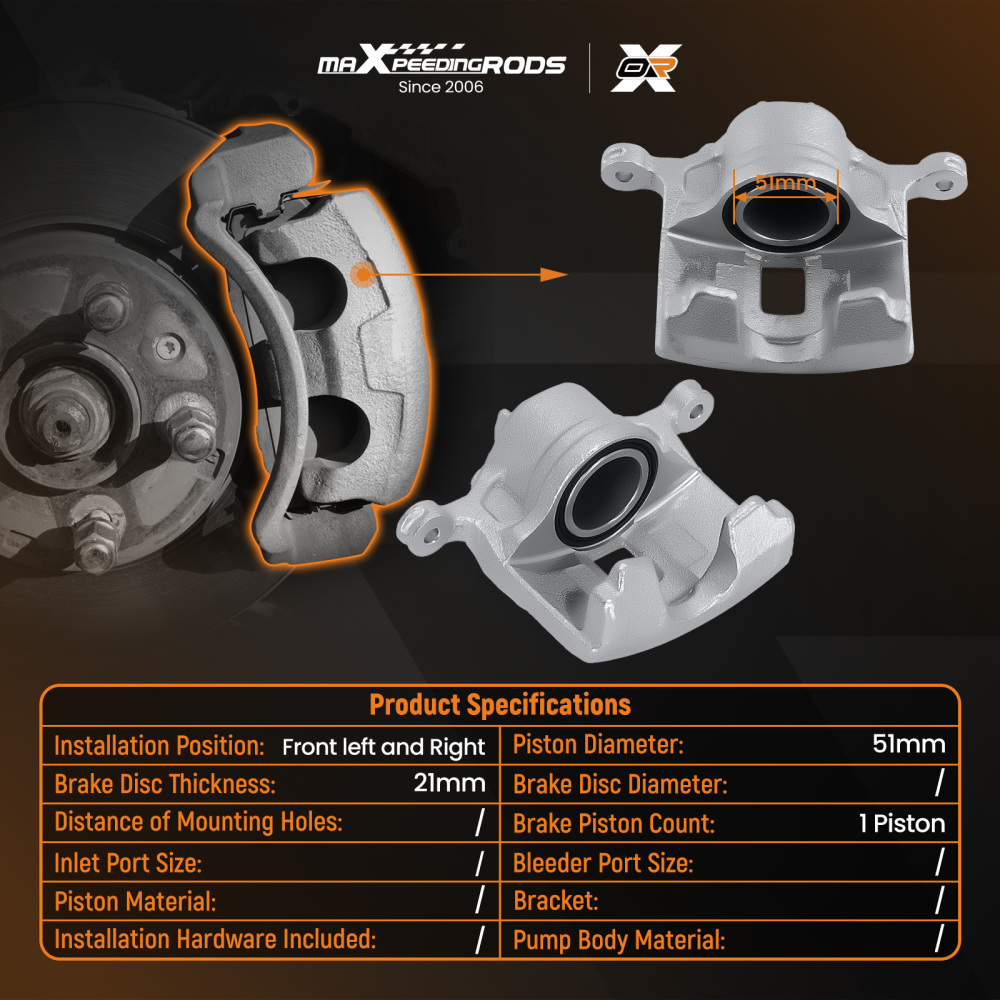 2x Pinza Freno Anteriore Sinistra + Destra compatibile per Honda Jazz 1.2 1.3 1.4 2002-2008