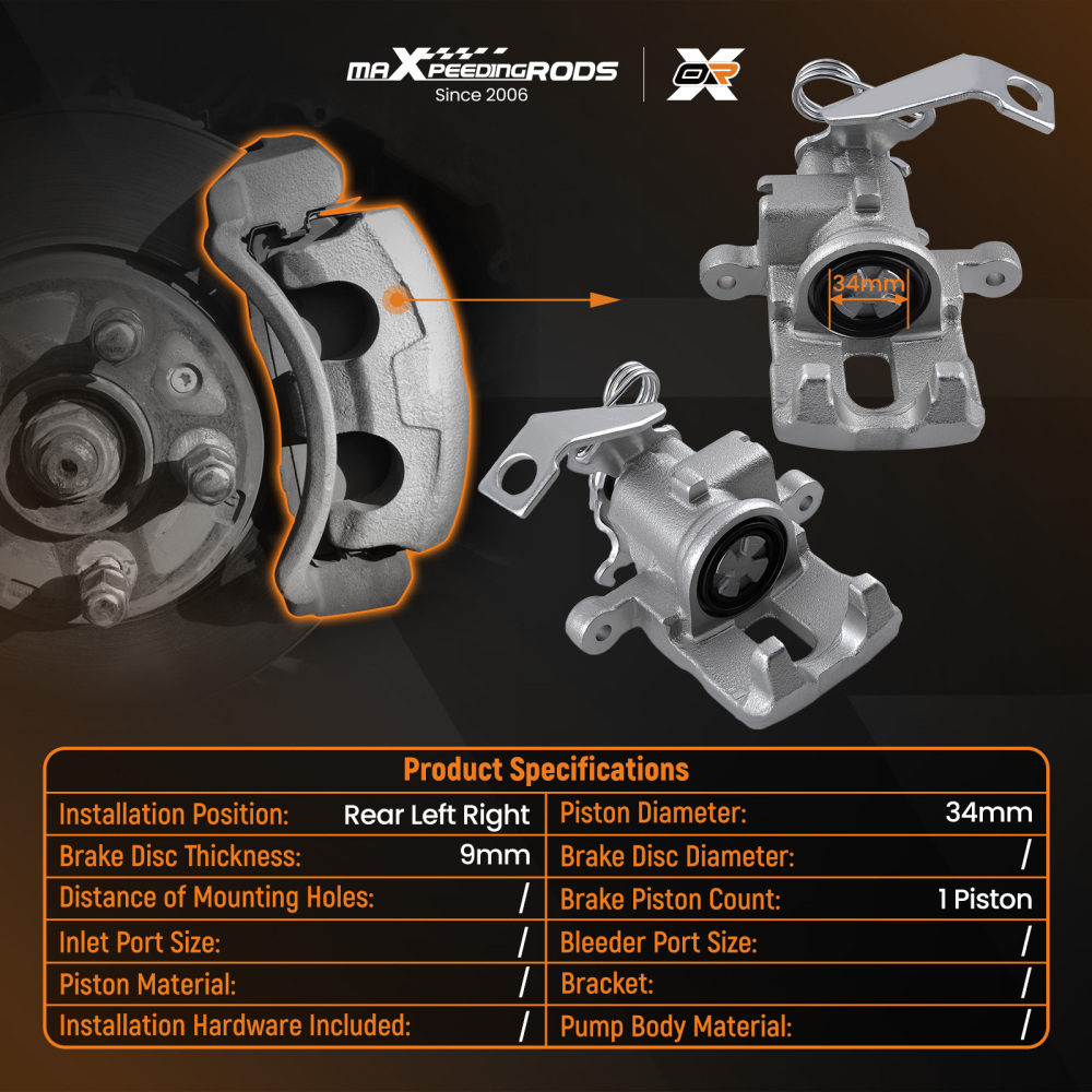 2x Pinza Freno Posteriore Post Bilaterale compatibile per Honda Civic VIII 43012-SMG-E02