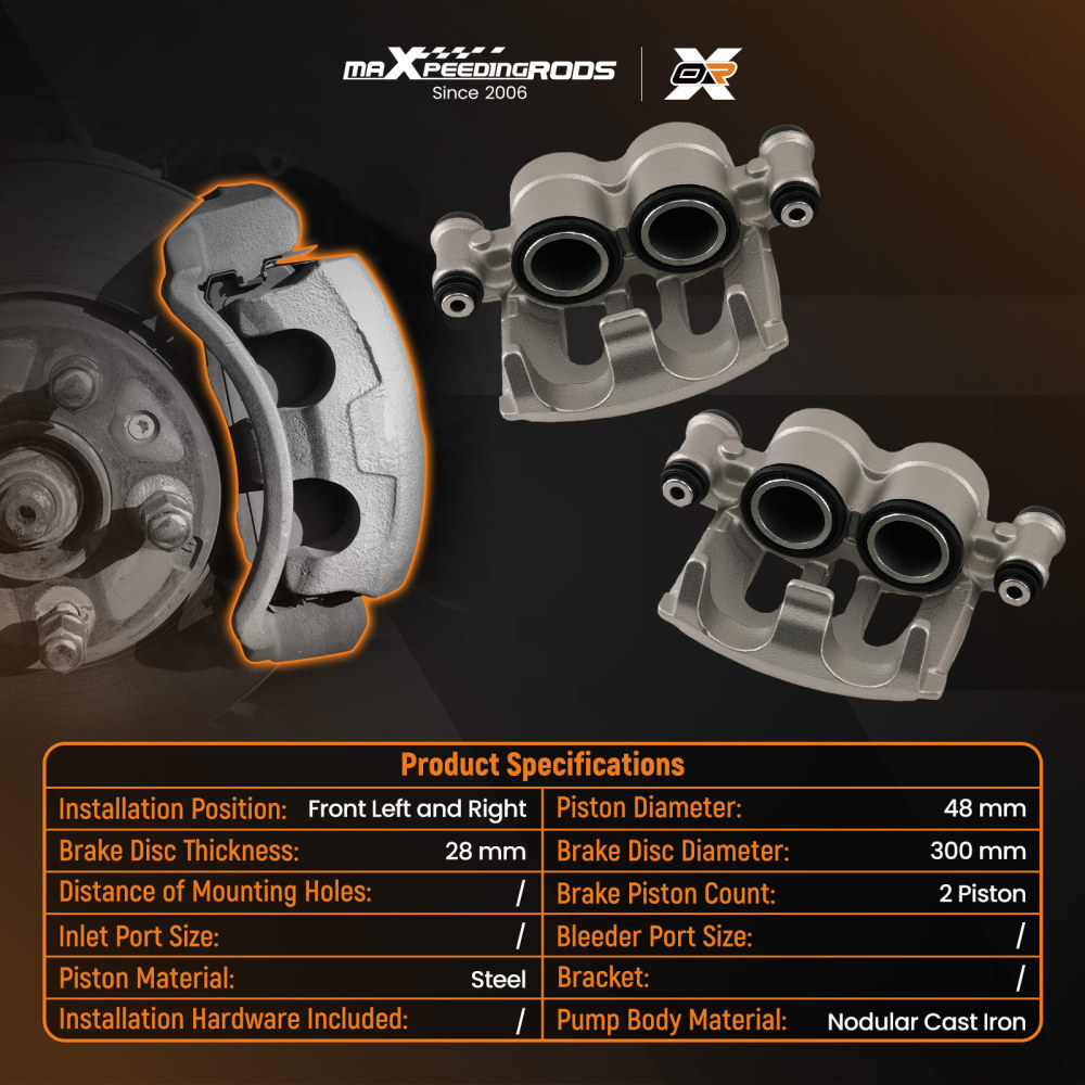 Front Brake Caliper Left + Right compatible for Mercedes-Benz Viano W639 Vito W447 300mm