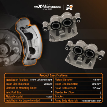 2x Front Brake Caliper compatible for Mercedes-Benz V-Class Viano Vito W447 W639 0044205383