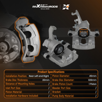 2x Rear Brake Caliper compatible for Jaguar XF I X250 S-Type II X200 XJ 2008-2015 C2P12432
