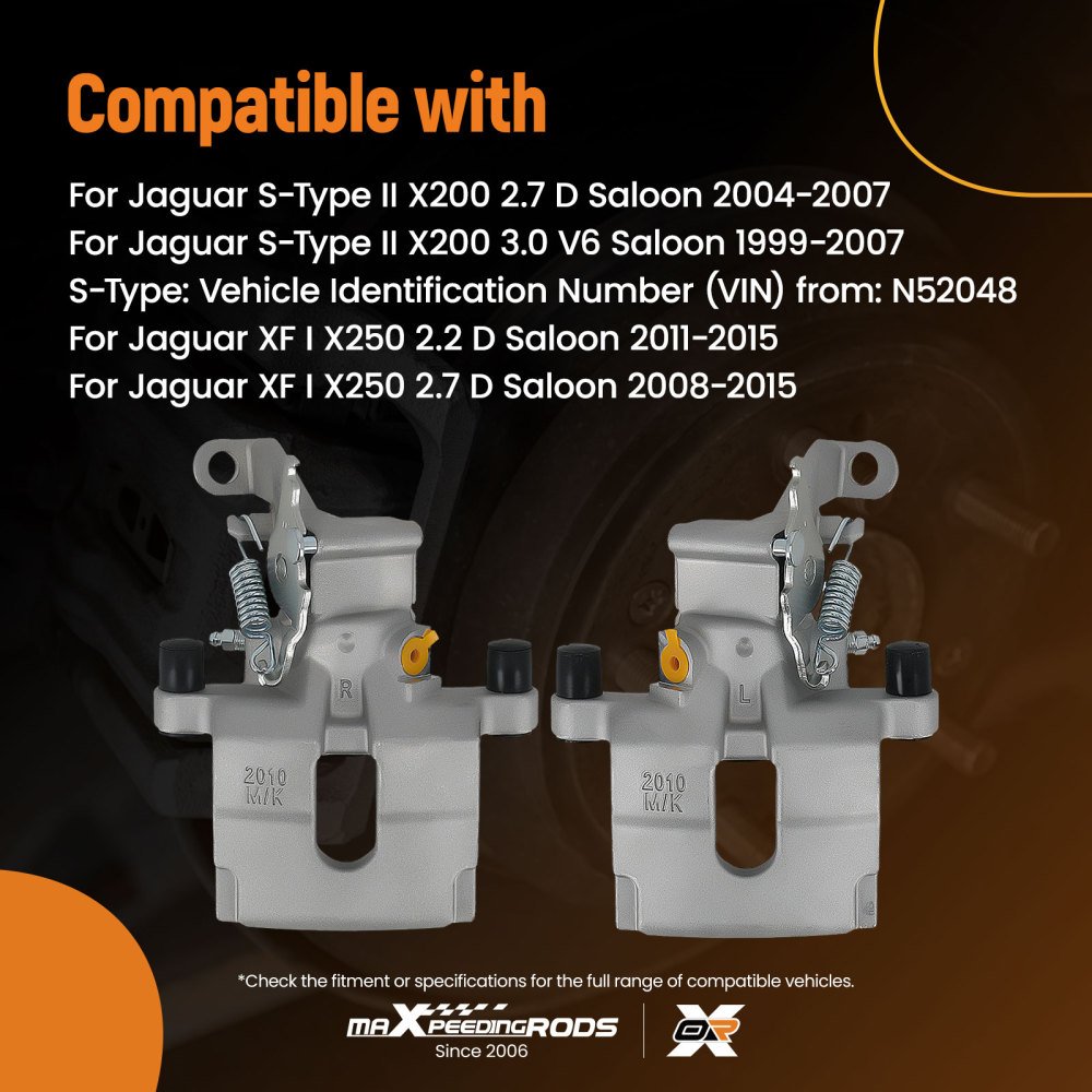 Floating Brake Caliper Rear Pair compatible for Jaguar XF I X250 S-Type II X200 08-15 326mm