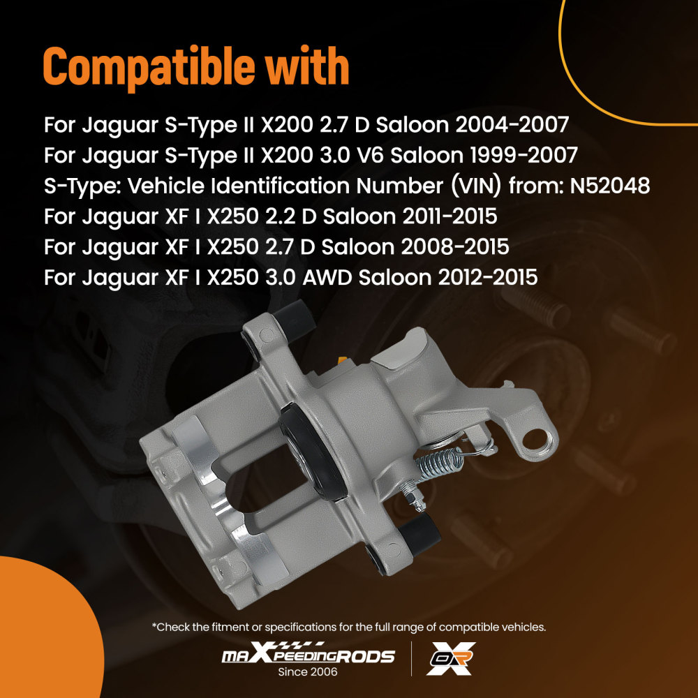 Floating Brake Caliper Rear Right compatible for Jaguar XF X250 XJ X351 09-19 C2D35333 45mm