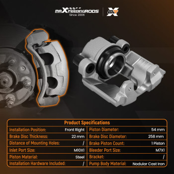 Right Side Front Caliper compatible for Toyota Yaris Vitz P9 P13 05-On 477300D070 421322