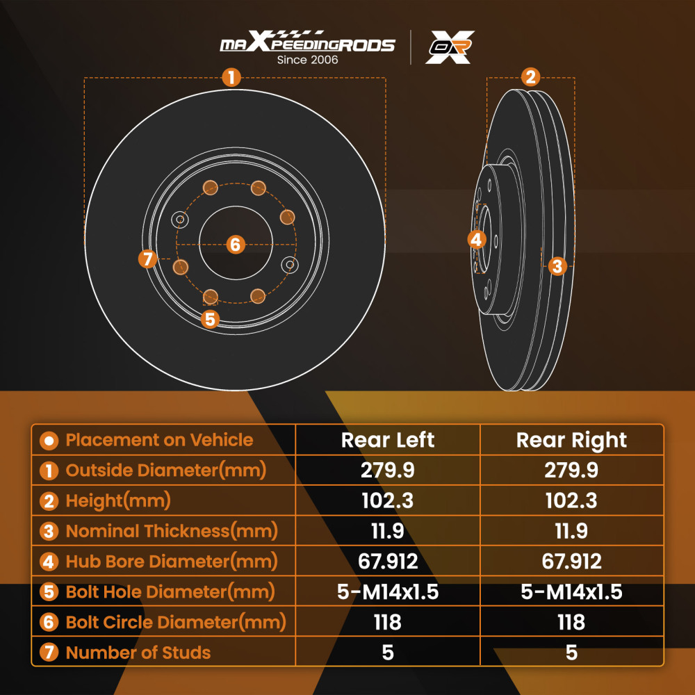 Rear Brake Discs and Pads compatible for Opel Vivaro/Compatible for Renault Trafic 2001-2014 4320600QAB