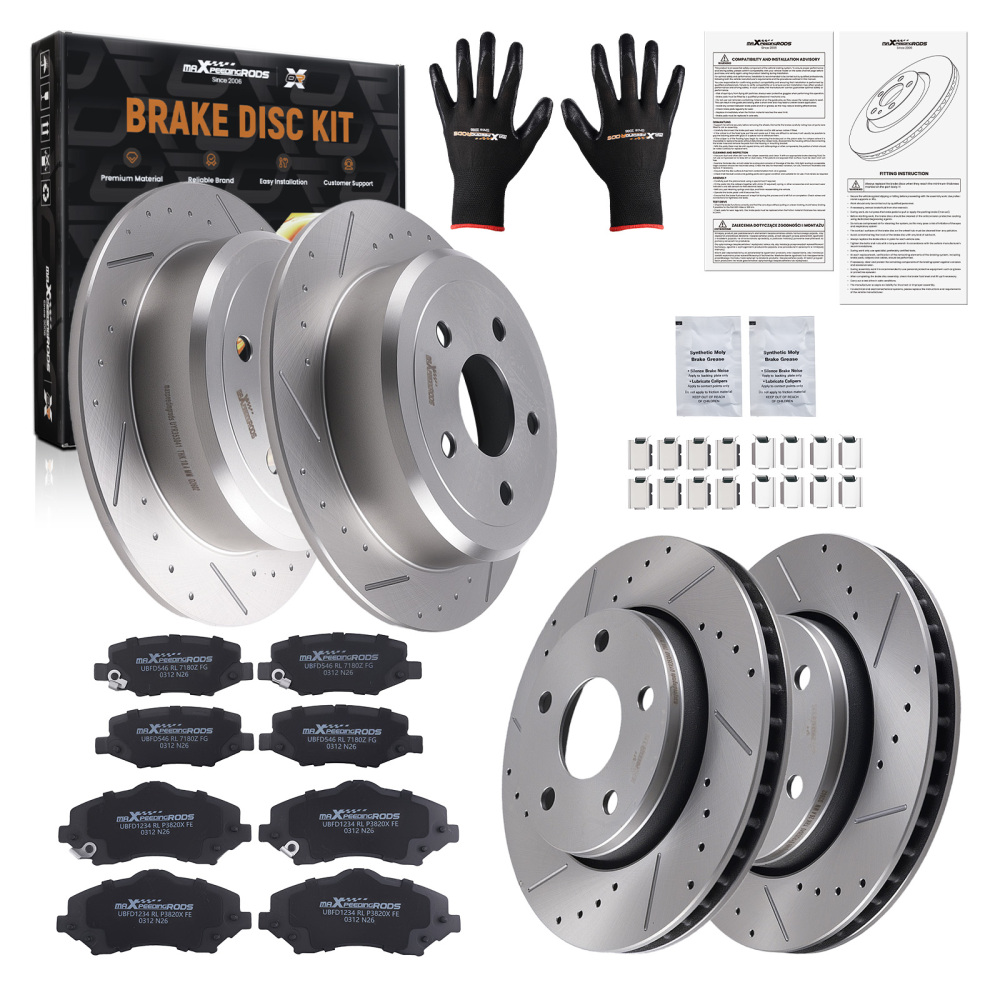 Front Rear Brake Rotors and Pads Set compatible for Jeep Wrangler 2007-17/Wrangler JK 2018