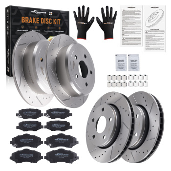 Front Rear Brake Rotors and Pads Set compatible for Jeep Wrangler 2007-17/Wrangler JK 2018