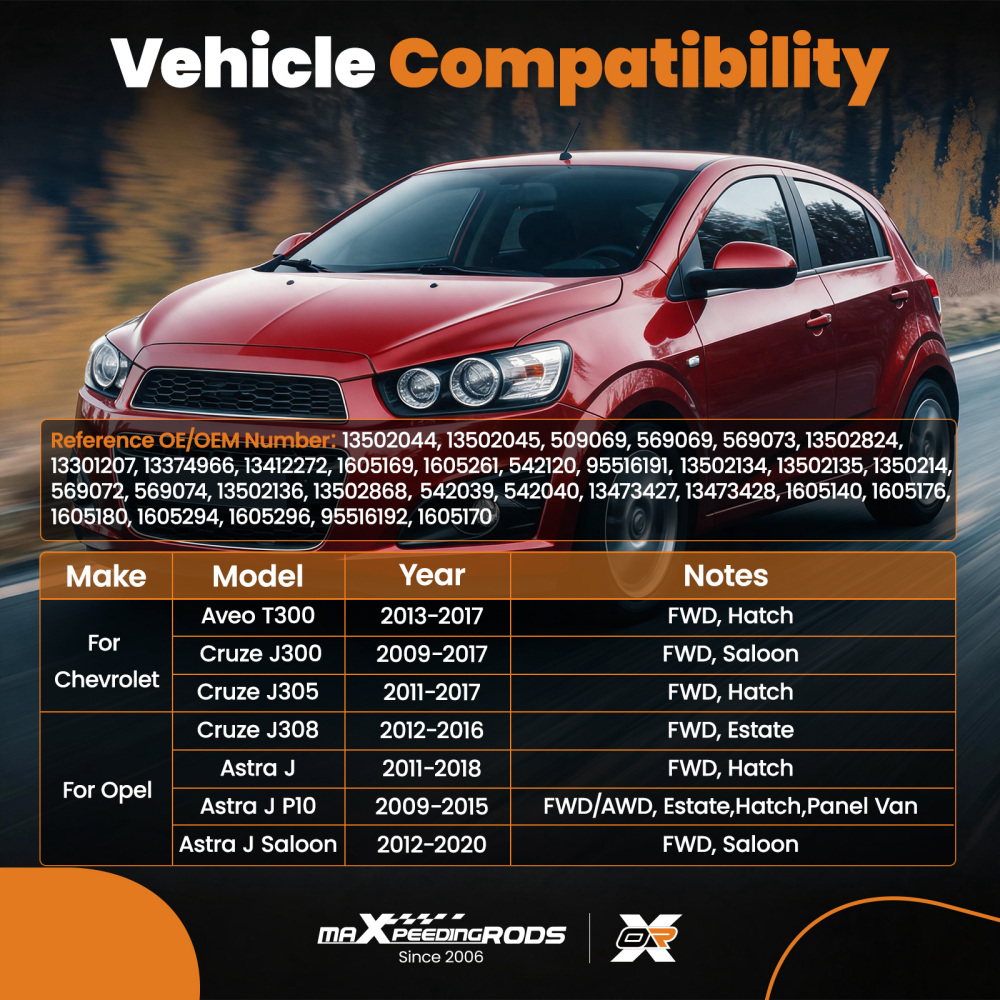 FrontRear Brake Discs and Pads compatible for Chevrolet Cruze Hatch/Compatible for Opel 11-17 13502134