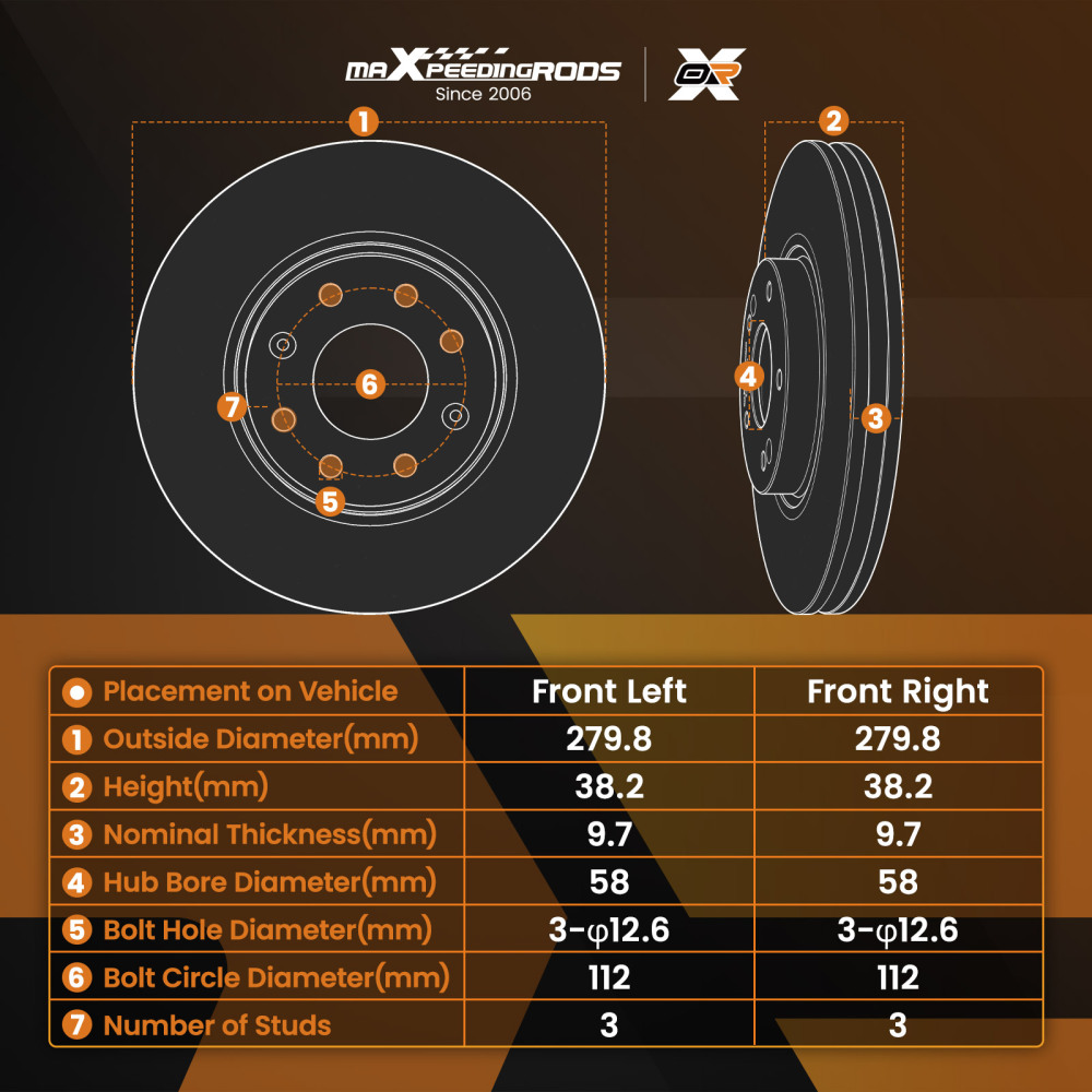 Front Brake DiscsPads Set compatible for Smart Fortwo 451 0.8 CDI 2007-2022 4341V001
