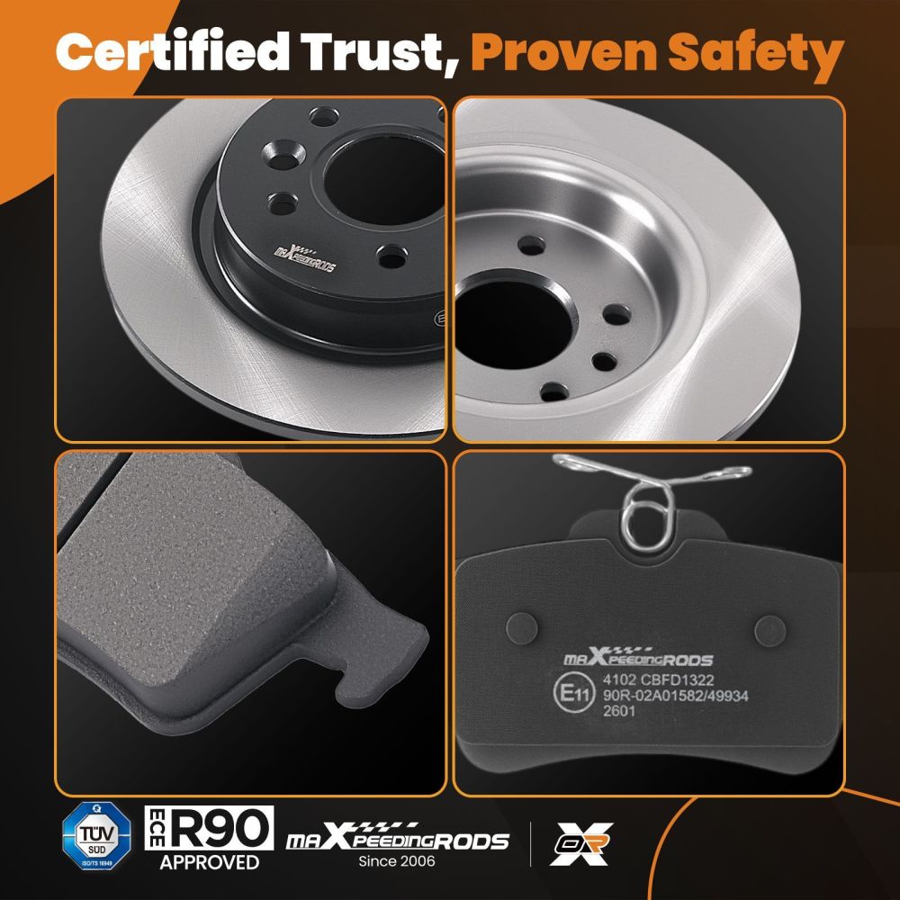 Rear Brake Discs Pads Set compatible for Volvo V50/Compatible for Ford Focus Estate 2003-2012 1324300