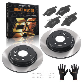Rear Solid Brake Discs and Pads compatible for Volvo V50/Compatible for Ford Focus 2003-2012 1223568