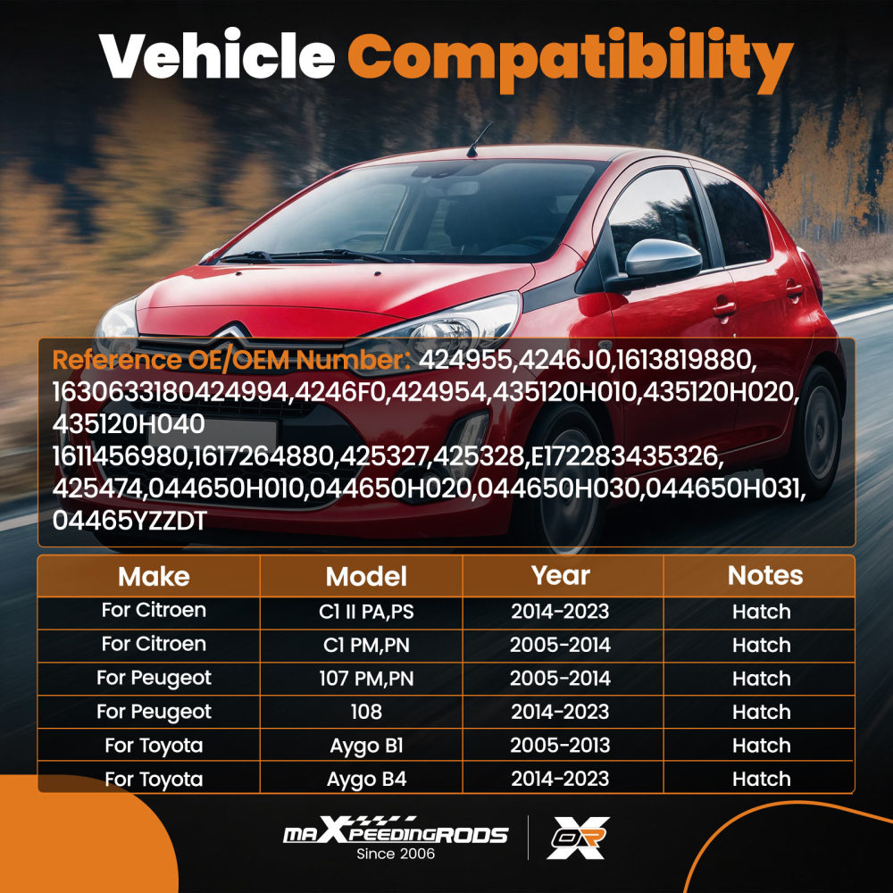 Front Brake Discs and Pads compatible for Peugeot 107 PM, PN 05-2014/108 14-2023 4246F0