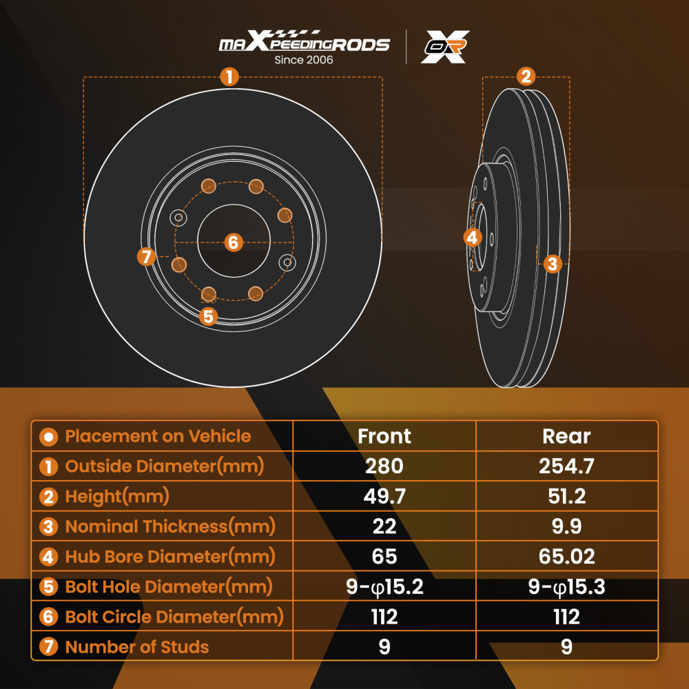 Front Rear Brake Discs and Pads compatible for Audi A3 2003-2013 1K0615301AC 1J0698151E