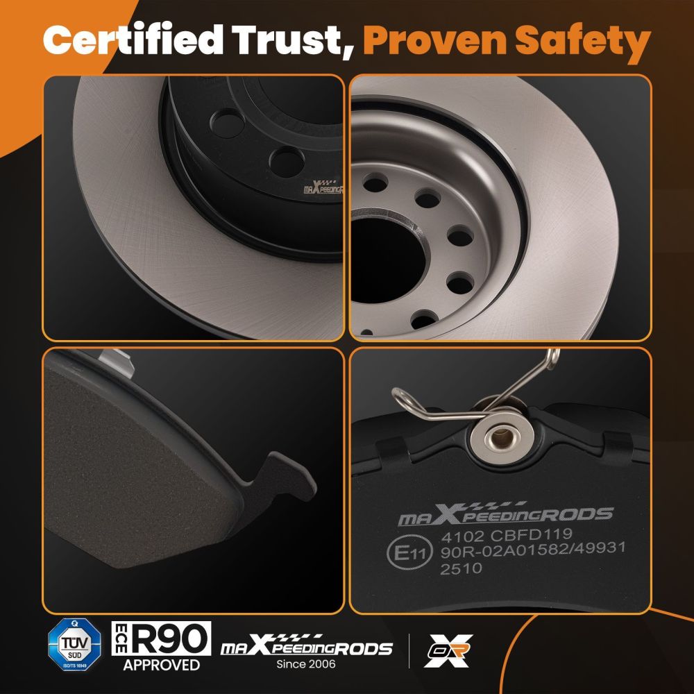 Front Rear Brake Discs and Pads compatible for Audi A3 2003-2013 1K0615301AC 1J0698151E