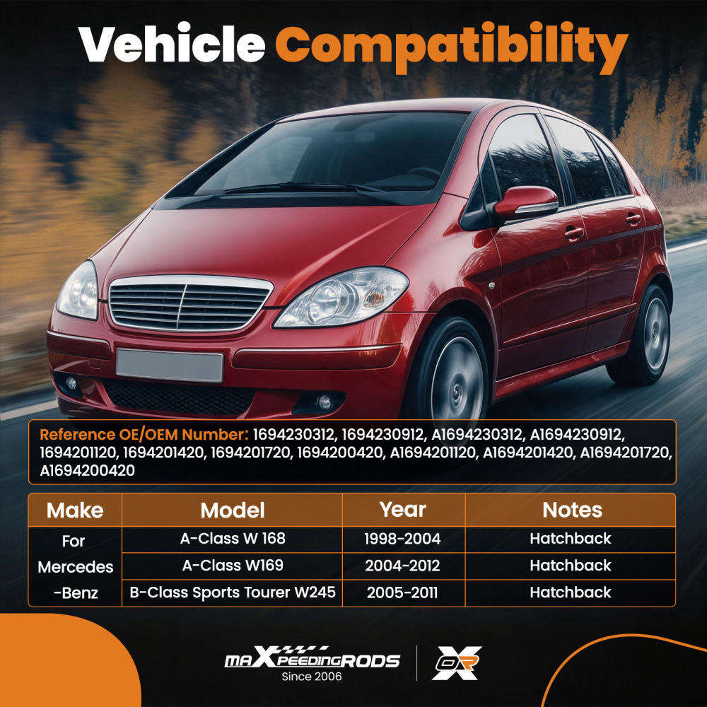 Brake Discs and Pads Rear compatible for Mercedes A-Klasse B-KlasseW169 W245 2004-2012