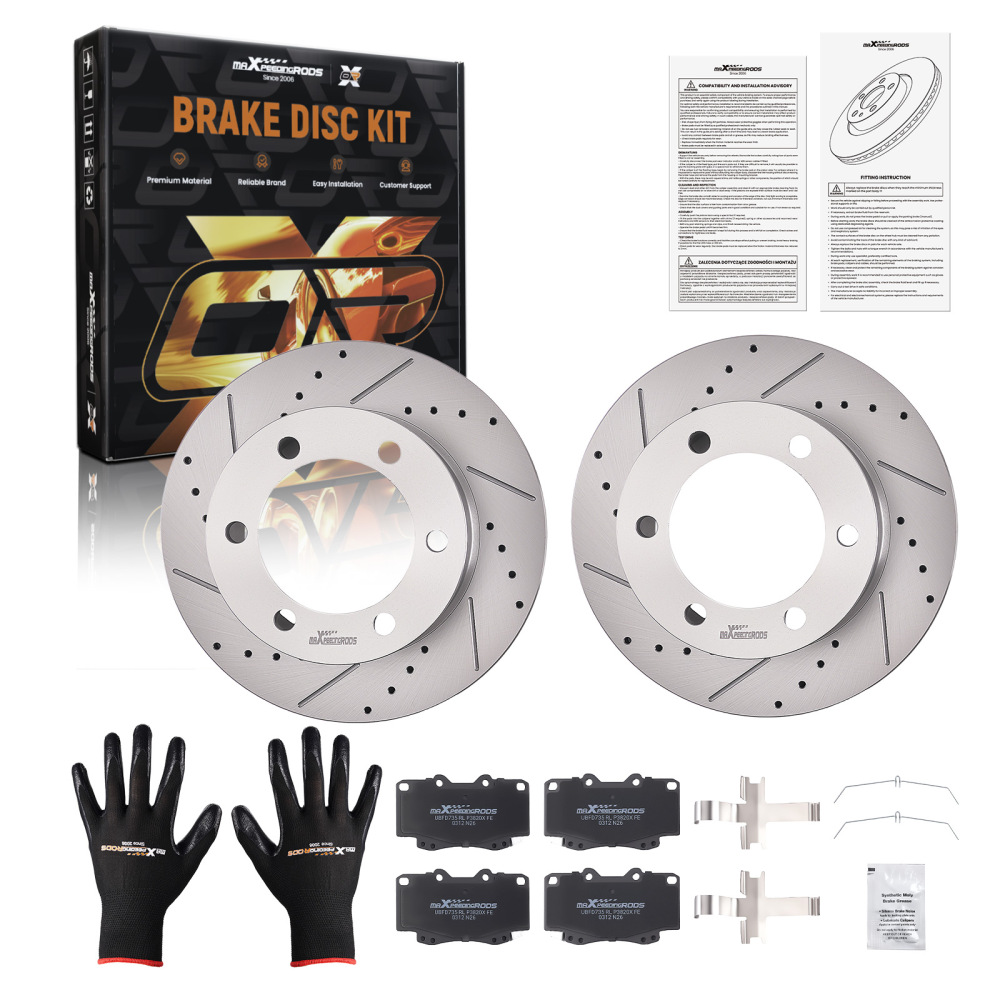 Front Drilled Slotted Brake Rotors Pads compatible for Toyota Tacoma 1999-2004 S31165 D799