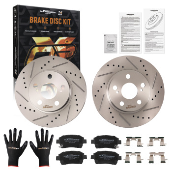 Front Drilled Slotted Brake Rotors Pads compatible for Toyota Prius 2004 2005 2006-2009
