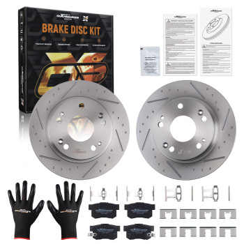Rear Brake Rotors And Pads Set compatible for Acura ILX 2013-2015/CSX 2006-2011 w/Hardware