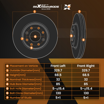 Front Brake Discs and Pads compatible for VW Touareg 7LA/7P5 2002-2014 95535140140