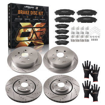 Front Rear Disc Brake Rotors Ceramic Pads compatible for Toyota Highlander Sienna/RX350