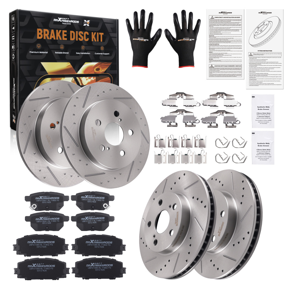 Front Rear Brake Rotors and Pads Set compatible for Lexus CT200h 2011-17 compatible for Toyota Prius 2012