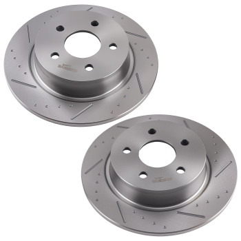 Rear Drilled Slotted Brake Rotors Pads Kit compatible for Ford C-Max 2013-18 Escape 2013-16