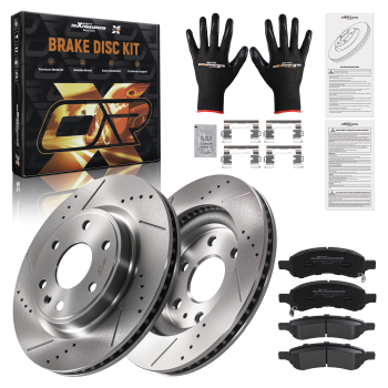 Front Brake Rotors and Pads Kit compatible for Chevrolet Traverse 2009-17 compatible for GMC Acadia 07-16
