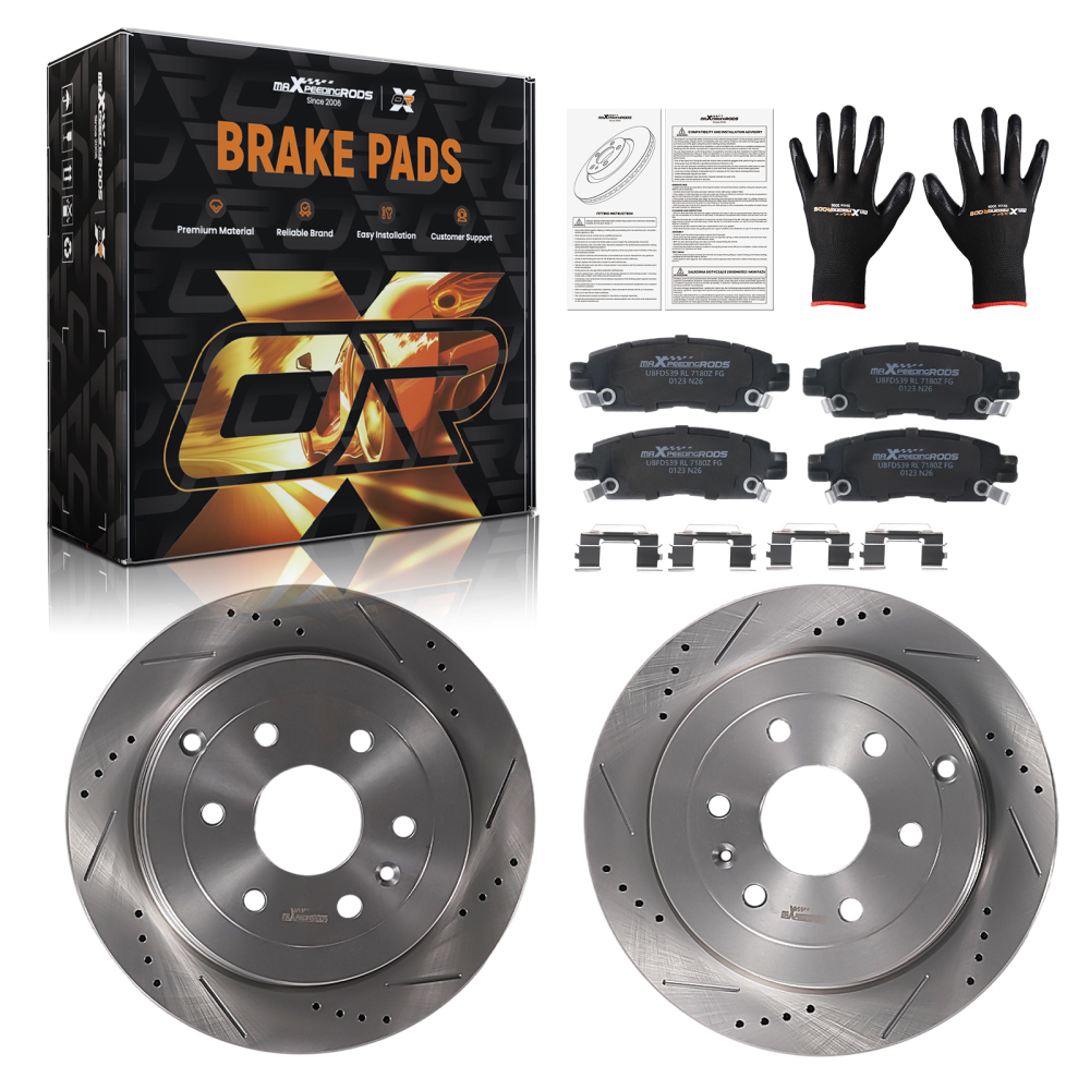 Rear Brake Rotors and Pads Set compatible for Buick Enclave 2008-2017 compatible for GMC Acadia 2007-2016